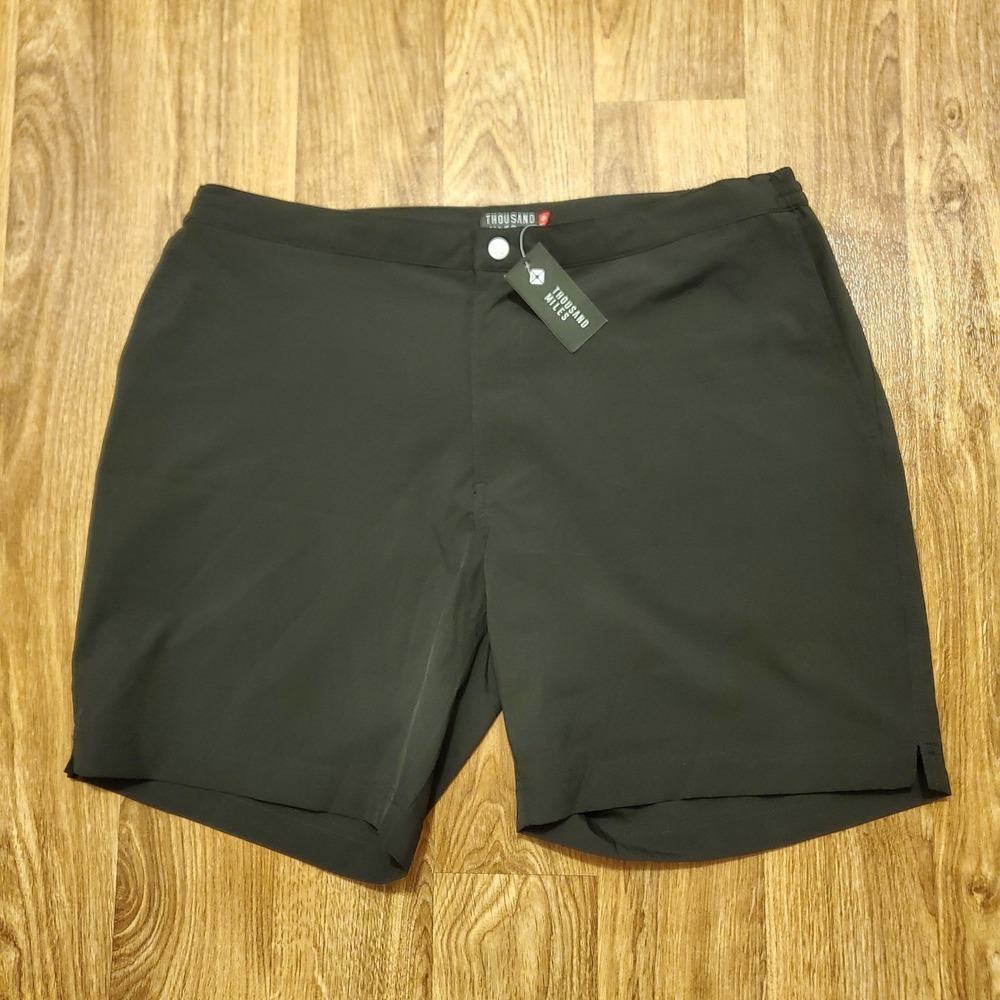 Thousand Miles Shorts Men XL Black All Day Travel Stretch Quick Dry 7" Hiking